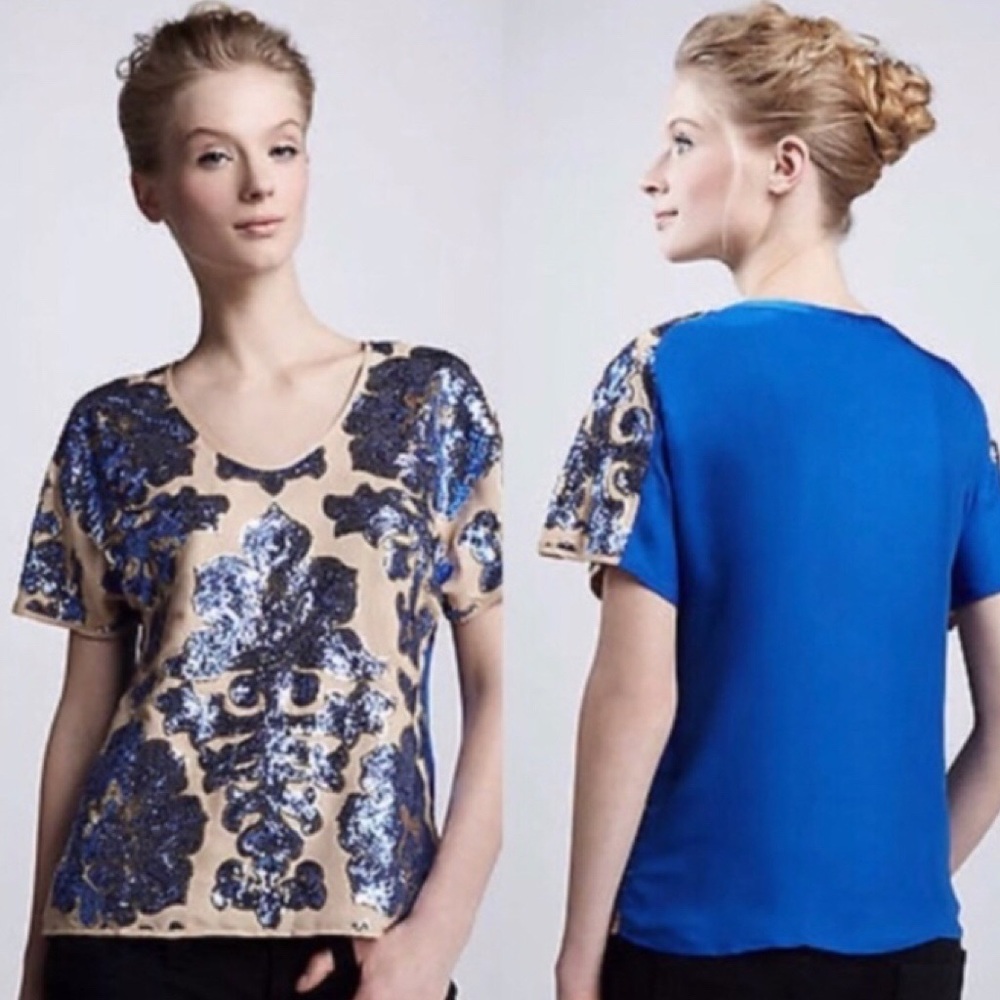 Neiman Marcus Tracy Reese Target Sequin Blouse XS